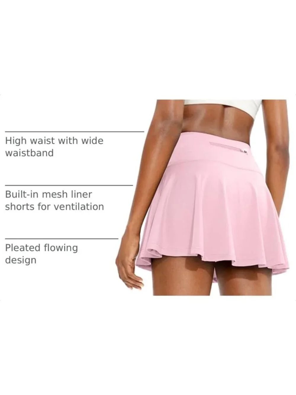 Stylish Pleated Tennis Skirt with 4 Pockets - Perfect for Sports & Casual Wear